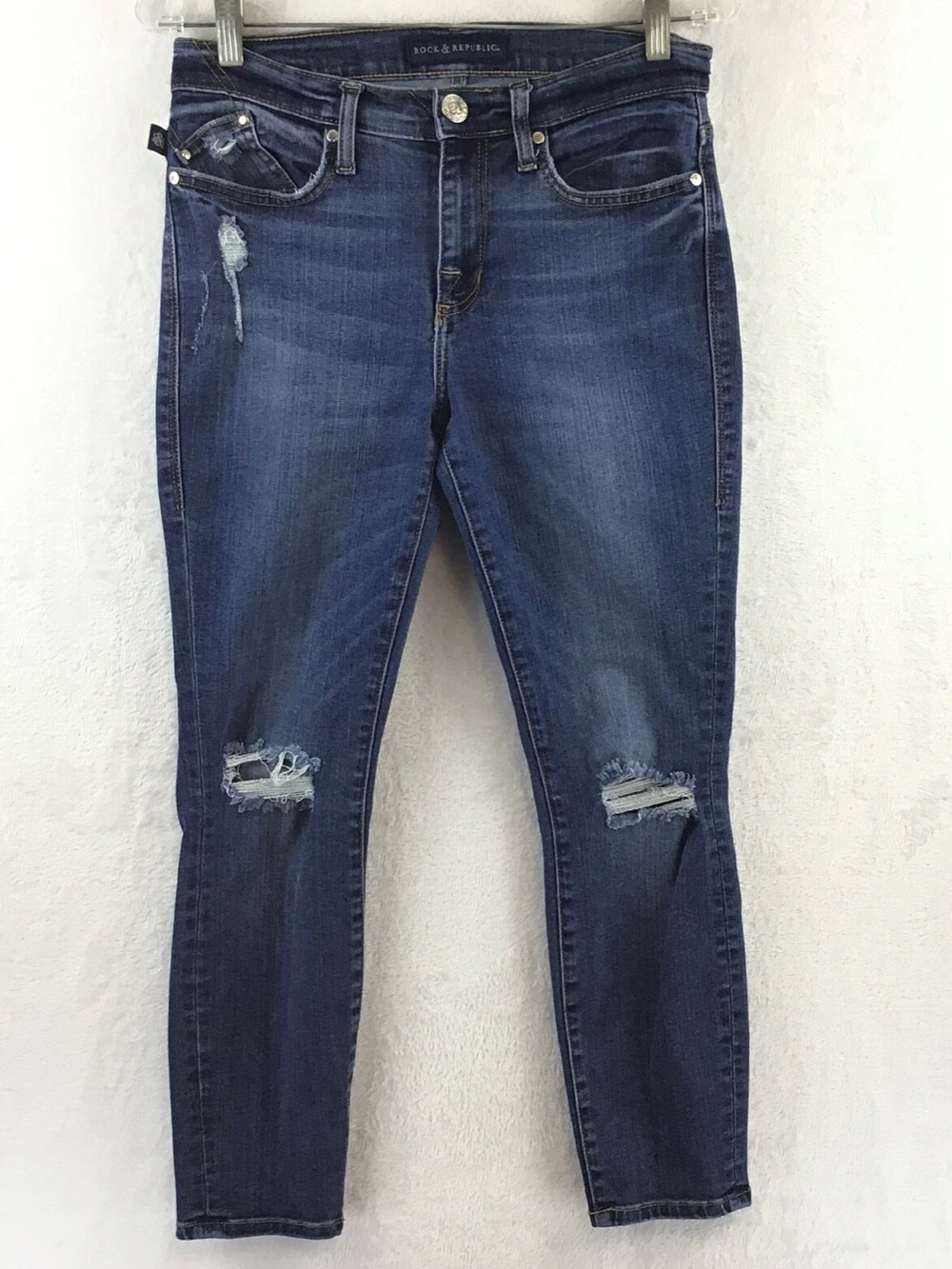 Rock & Republic Berlin Ankle Skinny Jeans Size 2 Mid Rise Distressed